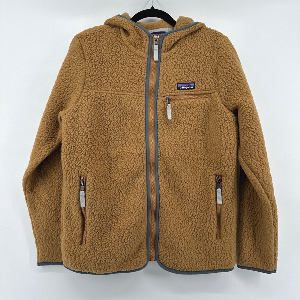 Patagonia Retro Pile Hoody Brown Fleece Full Zip Jacket Small 22806